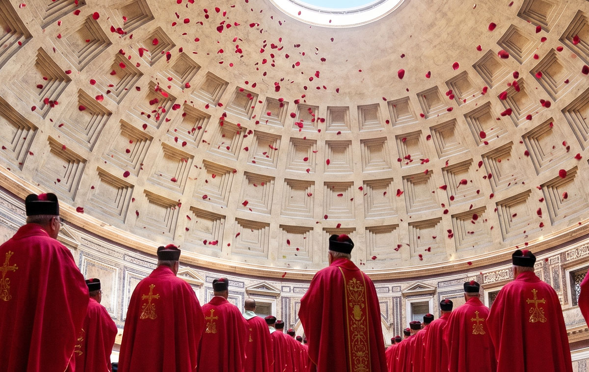 Pioggia di petali al Pantheon