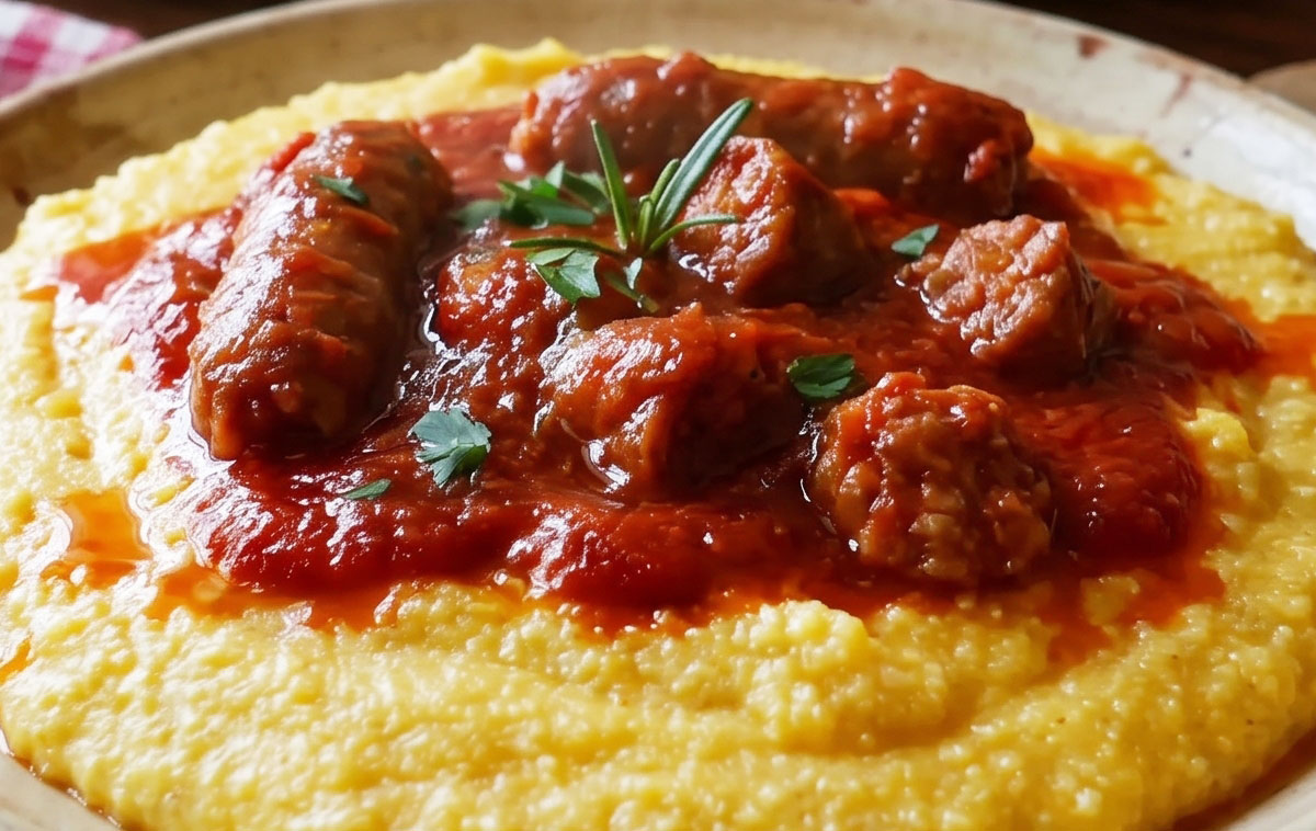 Polenta con sugo e salsiccia