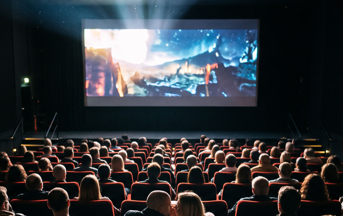 Persone al cinema di spalle